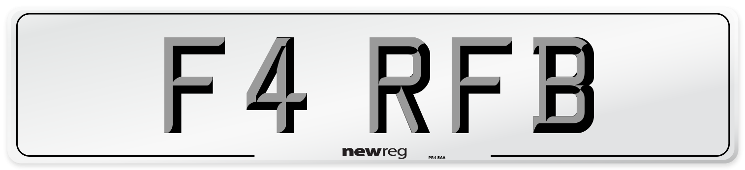 F4 RFB Number Plate from New Reg
